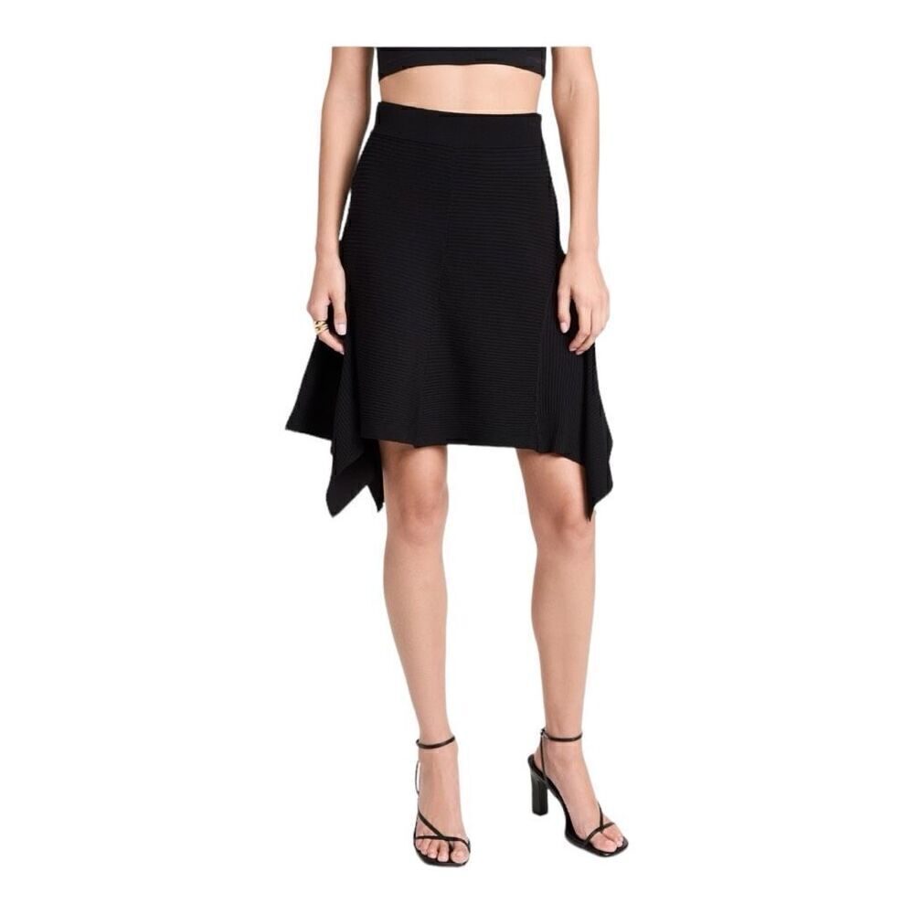 A.L.C. Dalia Black Ribbed Handkerchief Skirt Size Small